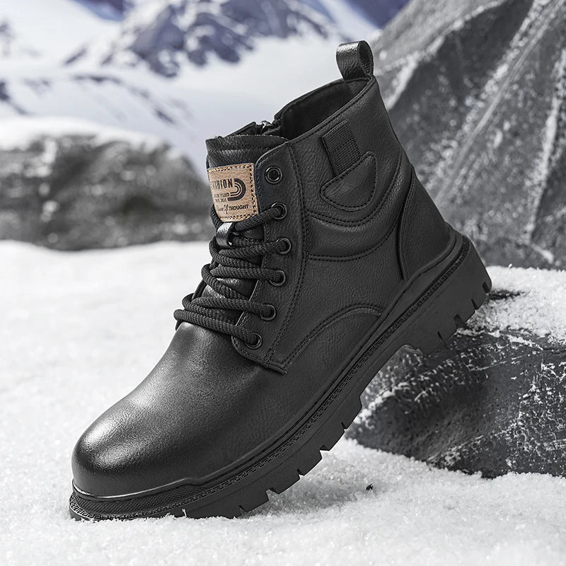 Men's casual high-top leather boots