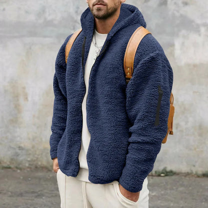 Double-sided wool jacket with hood.