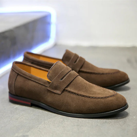 Suede moccasin.