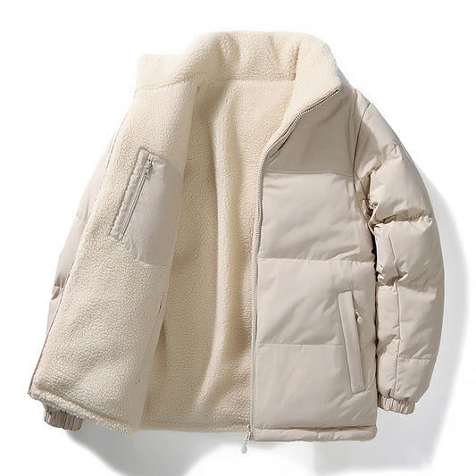 Cotton jacket quilted with wool.