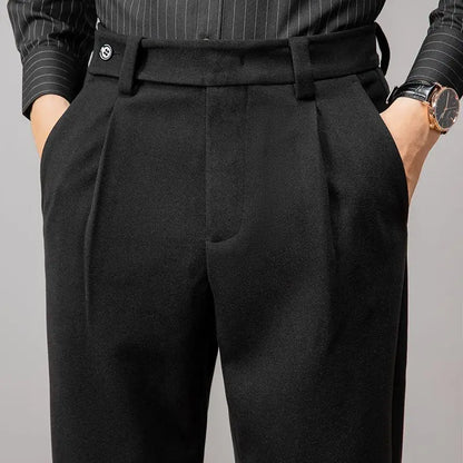 Trousers made of thick wool.