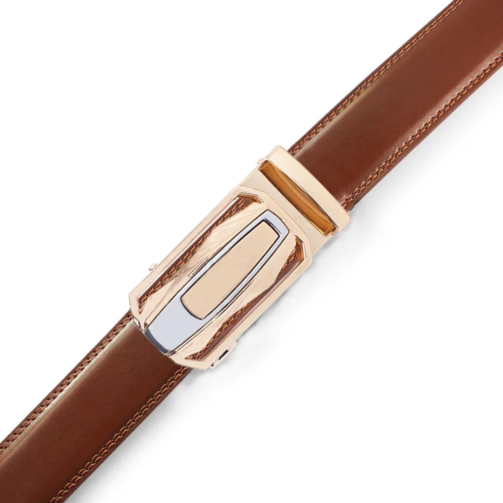 Genuine leather belt with automatic buckle.