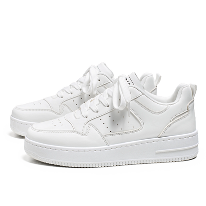 Breathable shoes with thick soles.