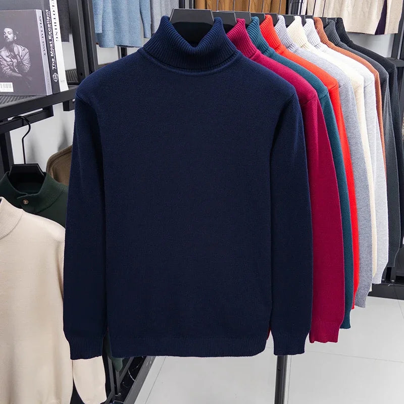 High-neck knit sweater.