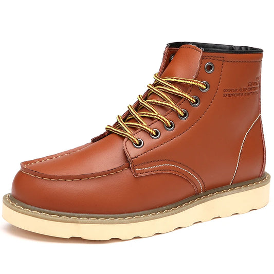 Men's casual high-top leather shoes.