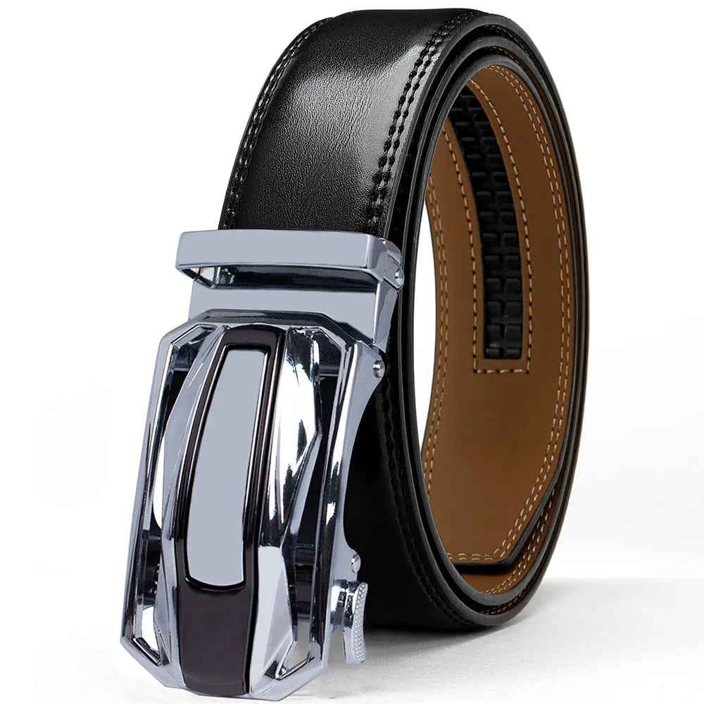 Genuine leather belt with automatic buckle.