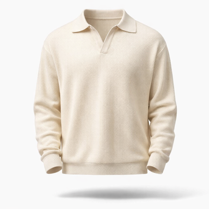 Polo shirt with foldable V-neck.